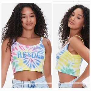 Forever 21 Tie-Dye AC/DC Cropped Cami Spaghetti-strap Size Juniors 2X/3X